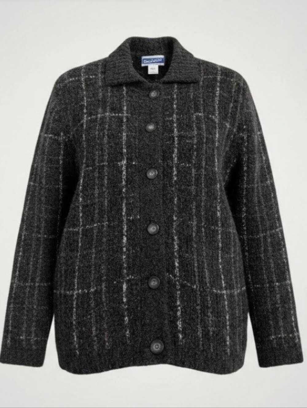 Vintage Pendleton Checked Wool-Blend Button-Front Sweater Size 3X Gray